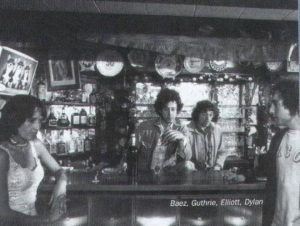 Joan Baez, Arlo Guthrie, Jack Elliott, Bob Dylan at Mama Frasca's Dream Away Lodge