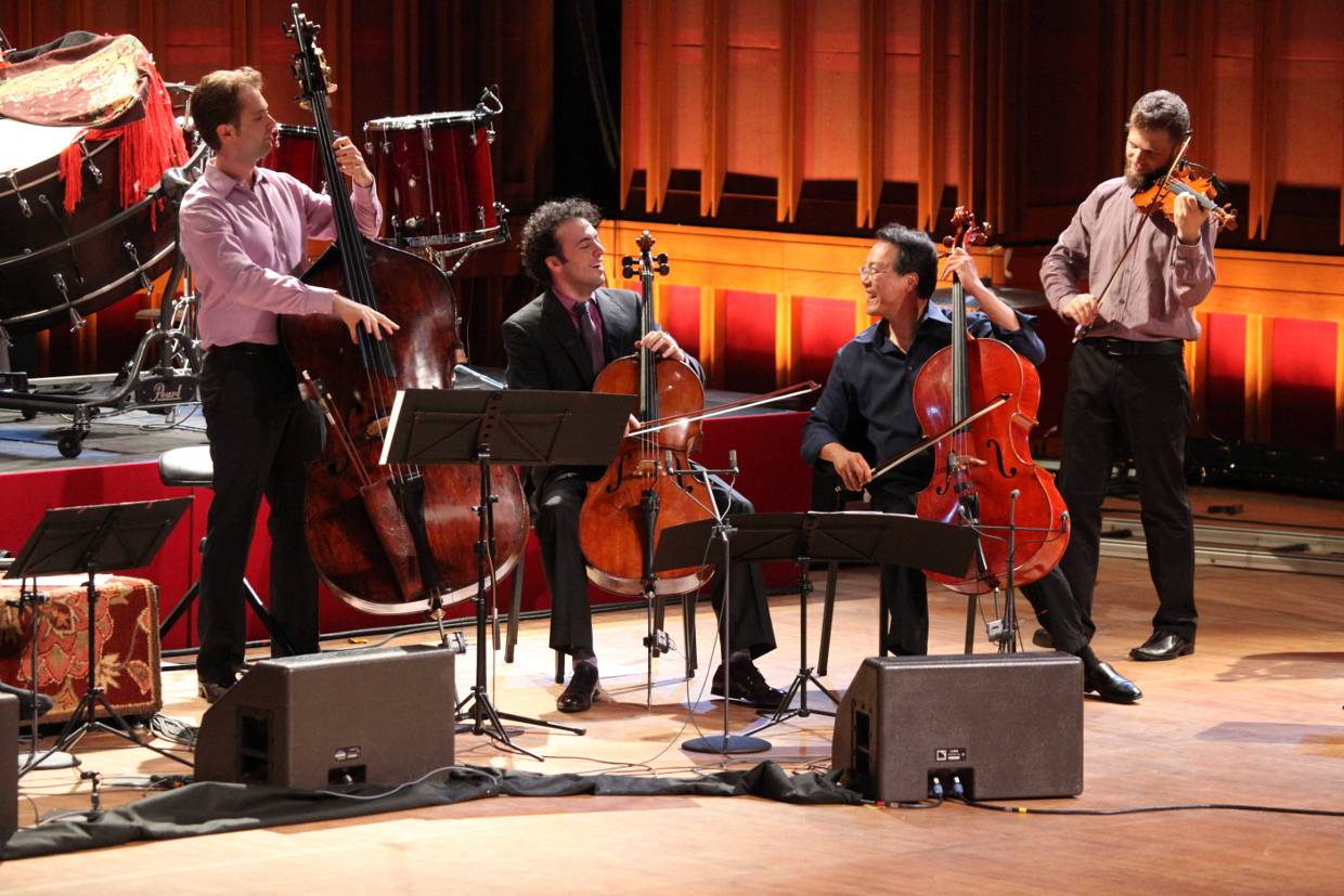 Yo-Yo Ma with musicians from the Silk Road Ensemble, Ozawa Hall, Tanglewood.